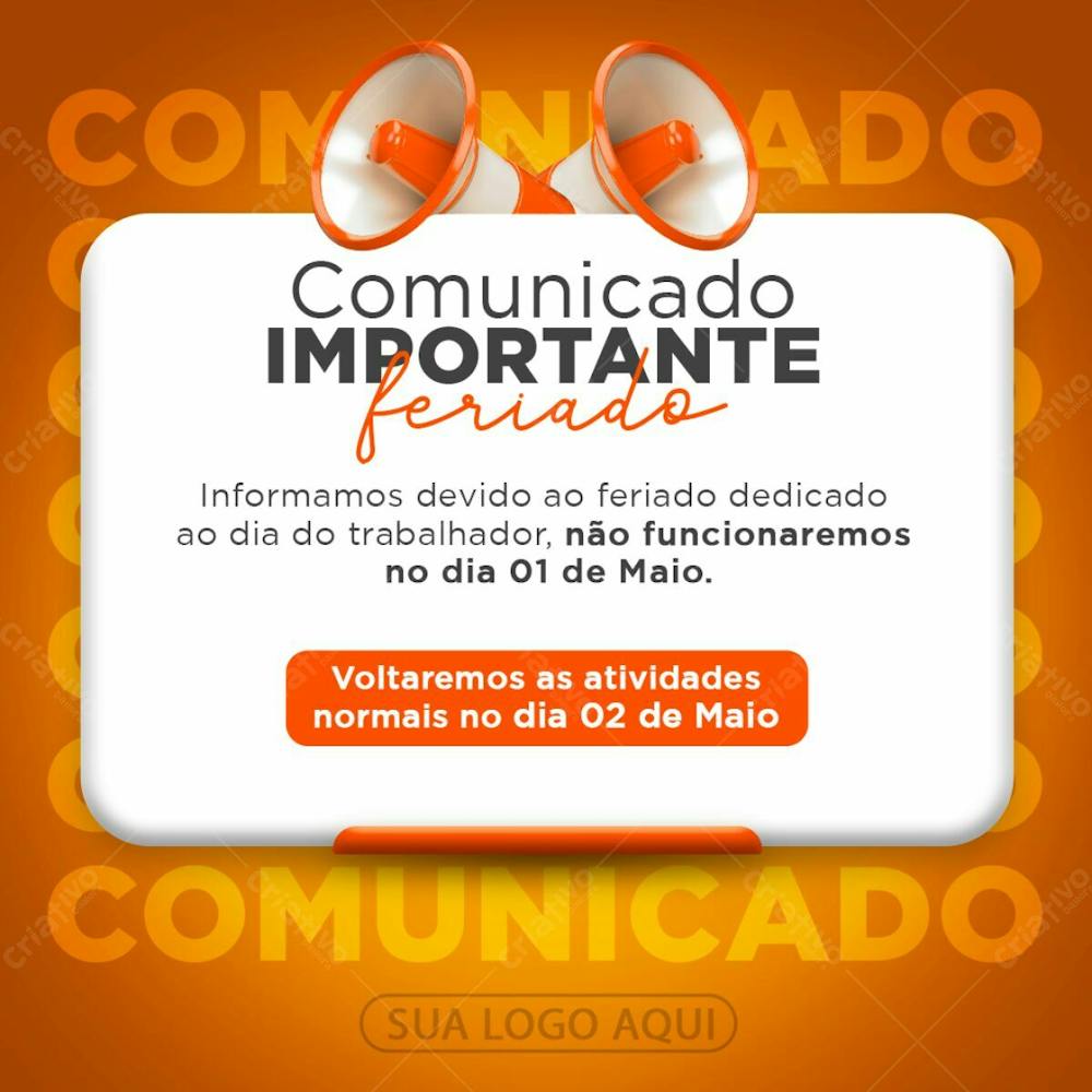 Dia Do Trabalhador Comunicado
