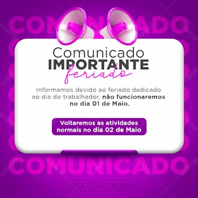 Dia Do Trabalhador Comunicado