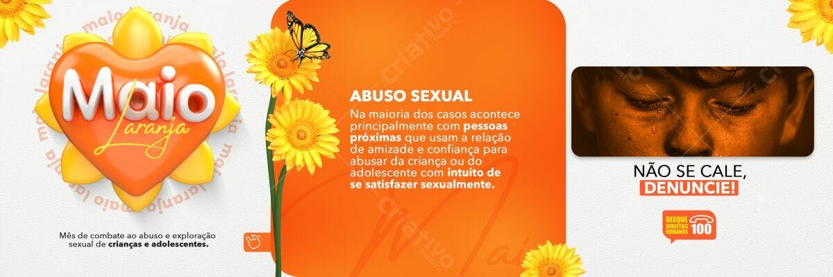 Flyer Maio Laranja - Combate ao Abuso Sexual PSD Editável