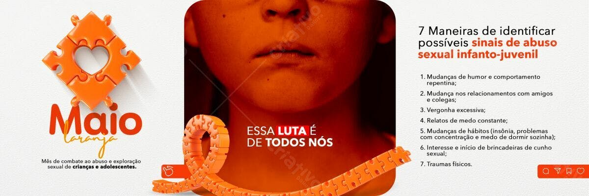 Banner Maio Laranja Combate Abuso Infantil PSD Editável