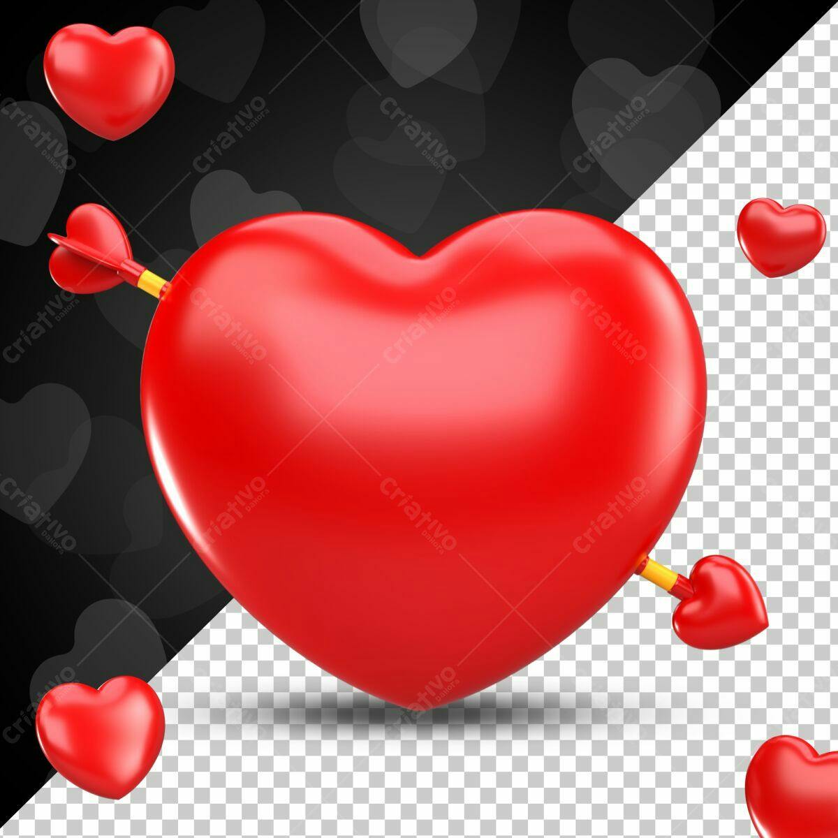 Selo 3D Romântico Vermelho em 3D