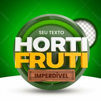 Selo 3d hortifruti verde supermercados e lojas em geral brasil