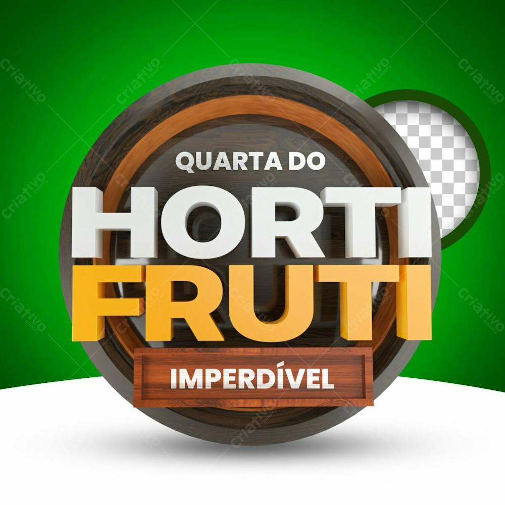 Selo 3D Hortifruti Verde Supermercados E Lojas Em Geral Brasil