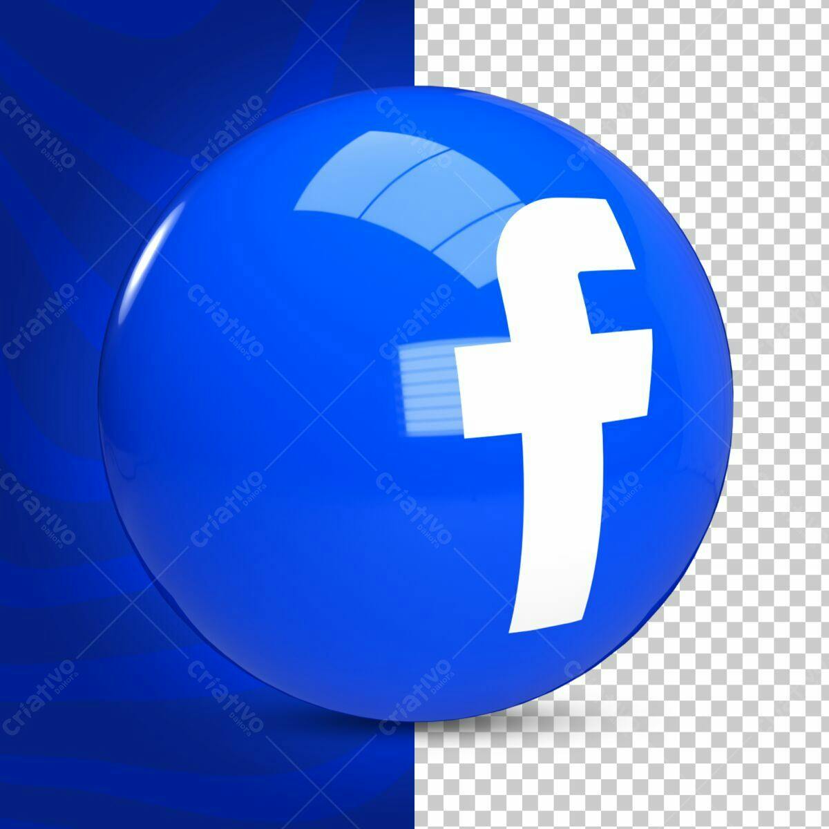 Ícone Facebook em Esfera Azul PSD Editável