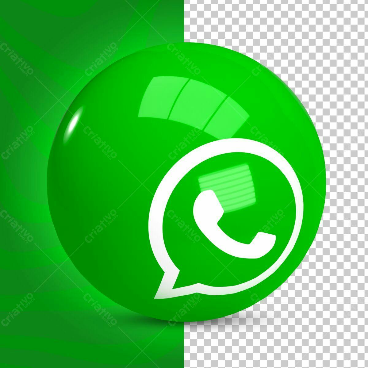 Ícone WhatsApp Verde em Bola 3D PSD Editável