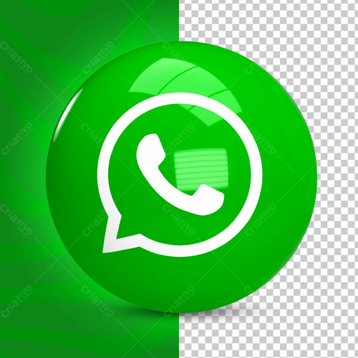 Selo 3D WhatsApp verde brilhante