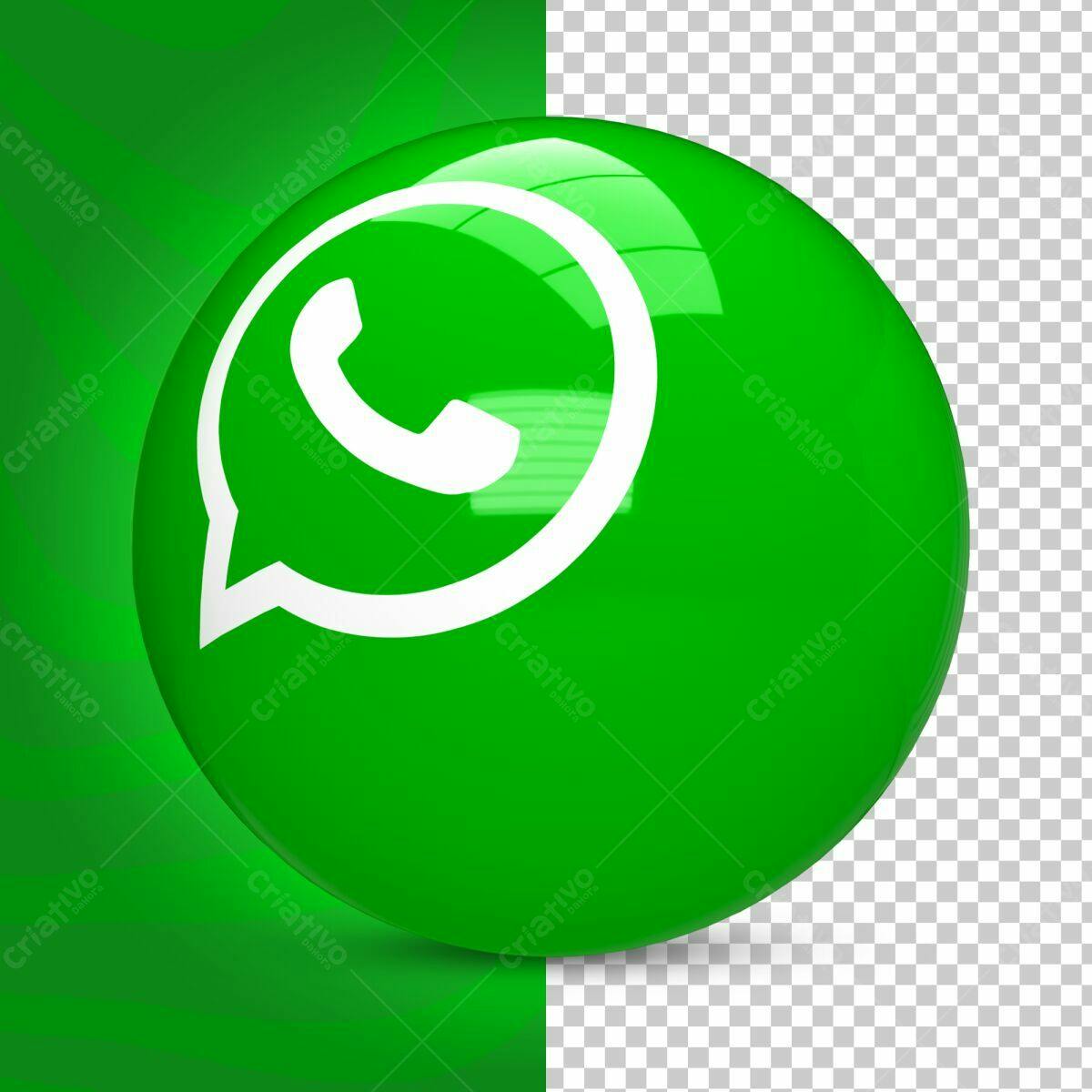 Selo 3D WhatsApp verde brilhante