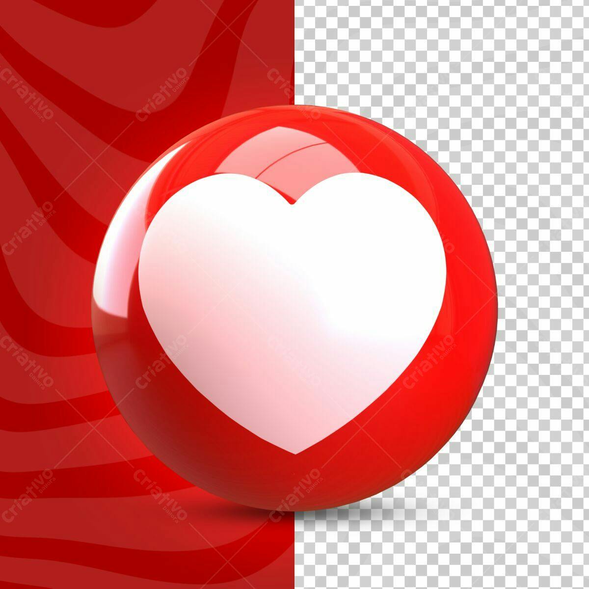 Selo 3D Amor Vermelho Brilhante