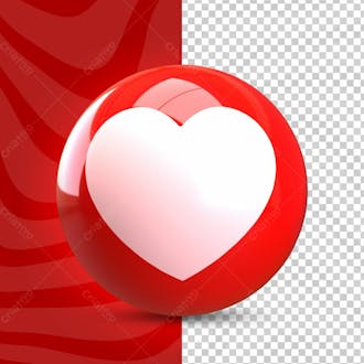 Like de coração emoji elemento 3d para composição psd