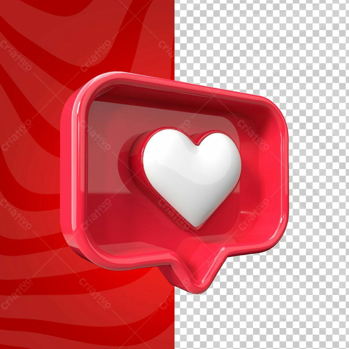 Selo 3D de Curtida Vermelho e Branco