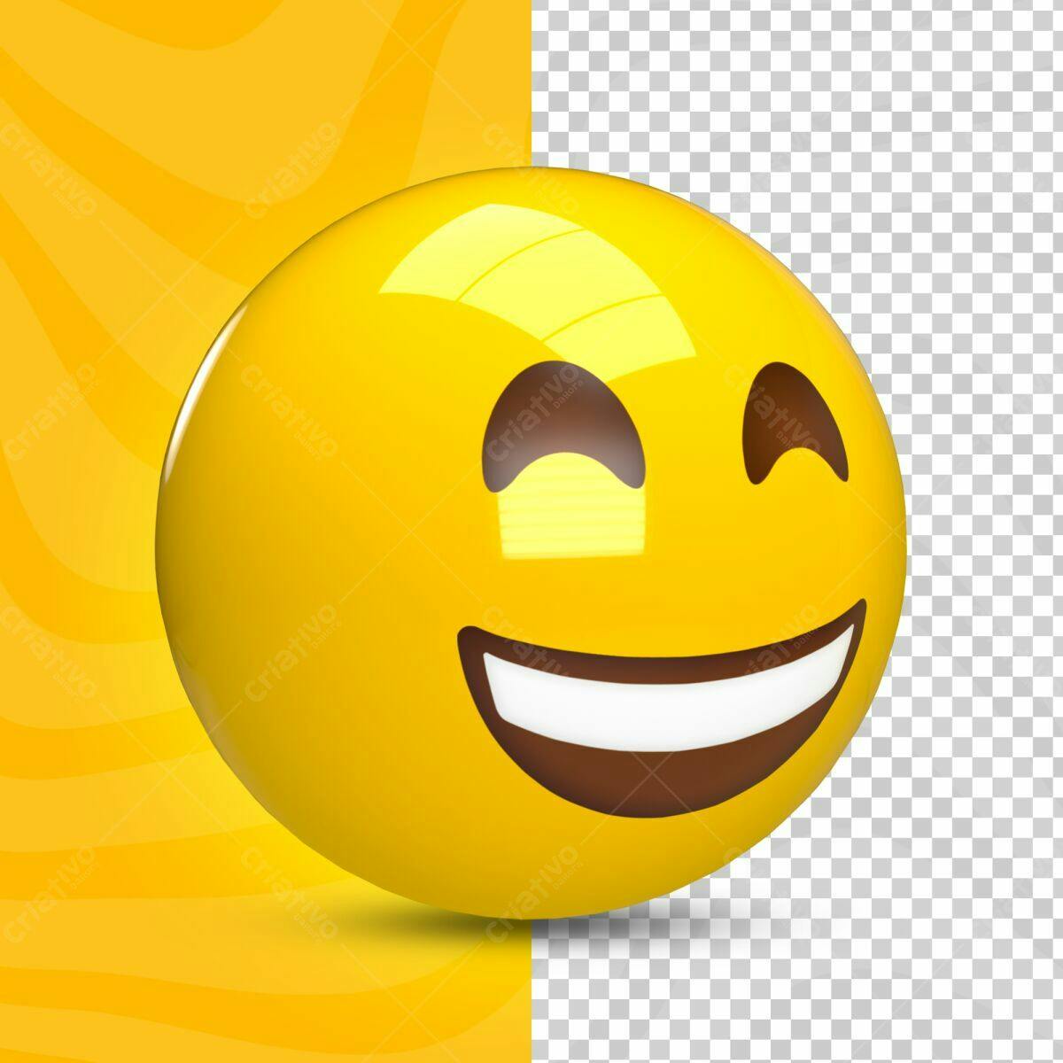 Selo 3D Emoji Amarelo Sorrindo