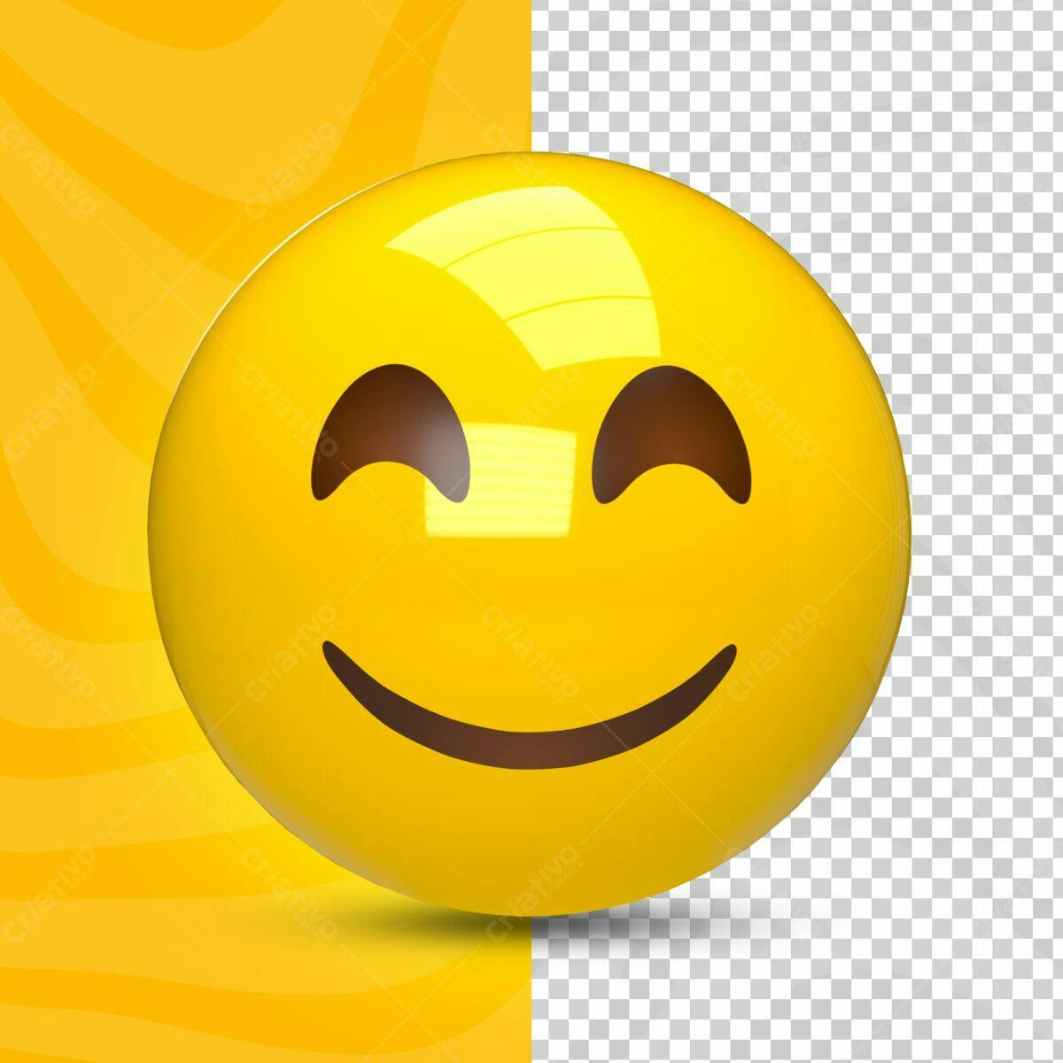 Selo 3D Emoji Amarelo Sorridente Brilhante