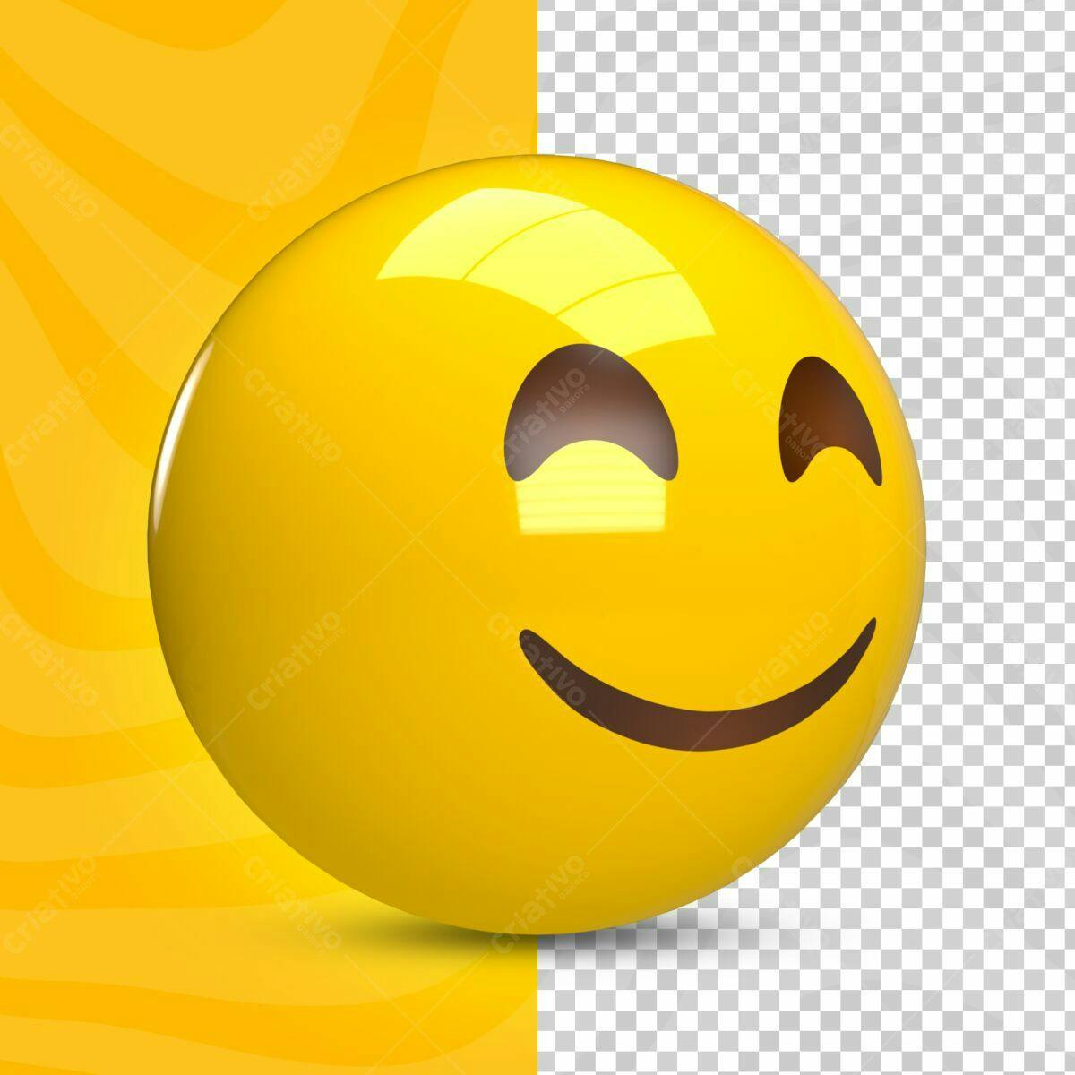 Selo 3D Emoji Amarelo Sorrindo Brilhante