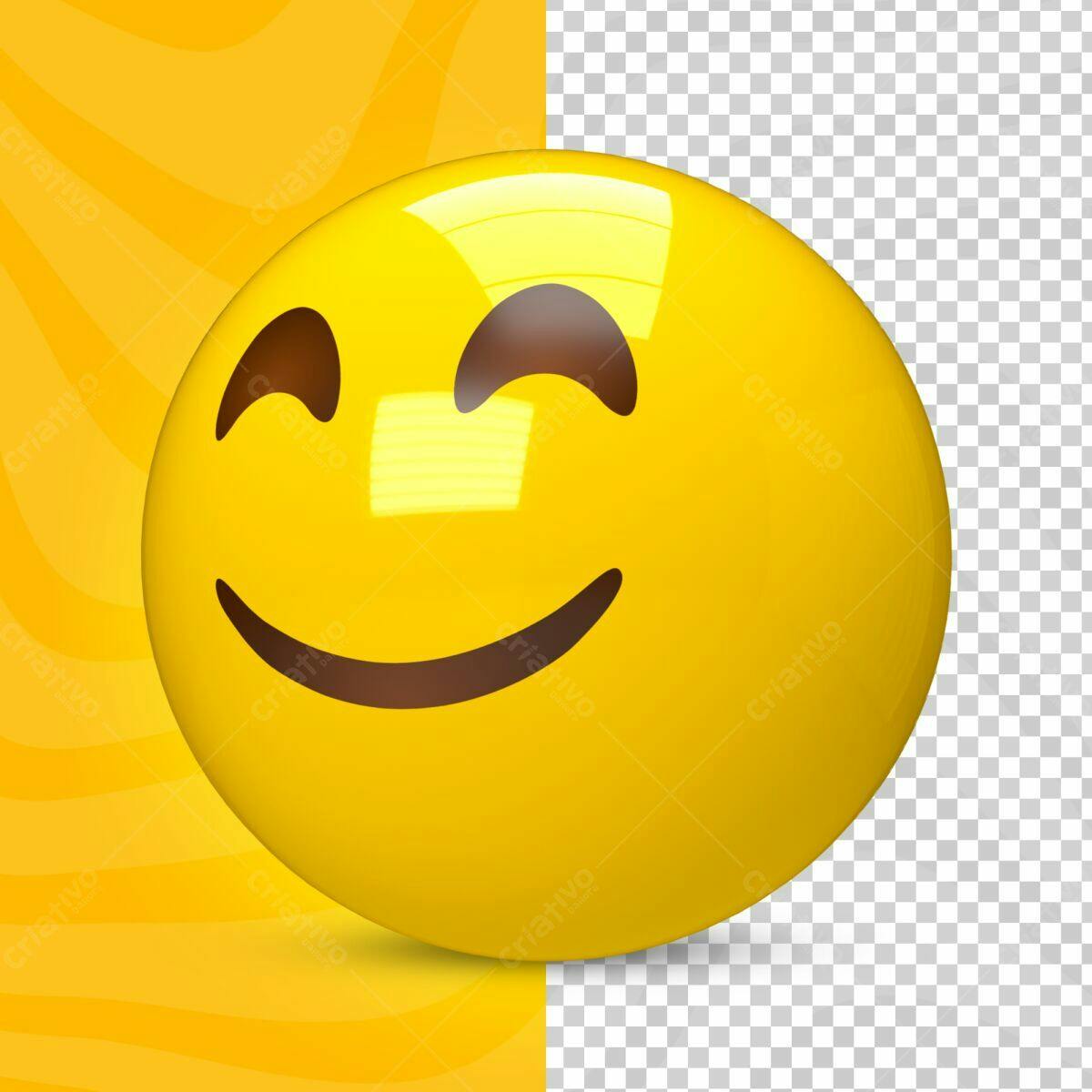 Selo 3D Emoji Sorriso Amarelo Brilhante