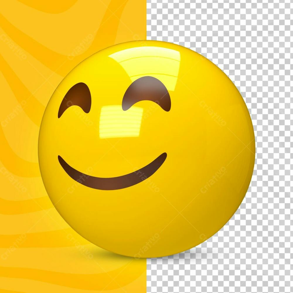 Emoji 3D Feliz Sorrindo Olhando Para Cima