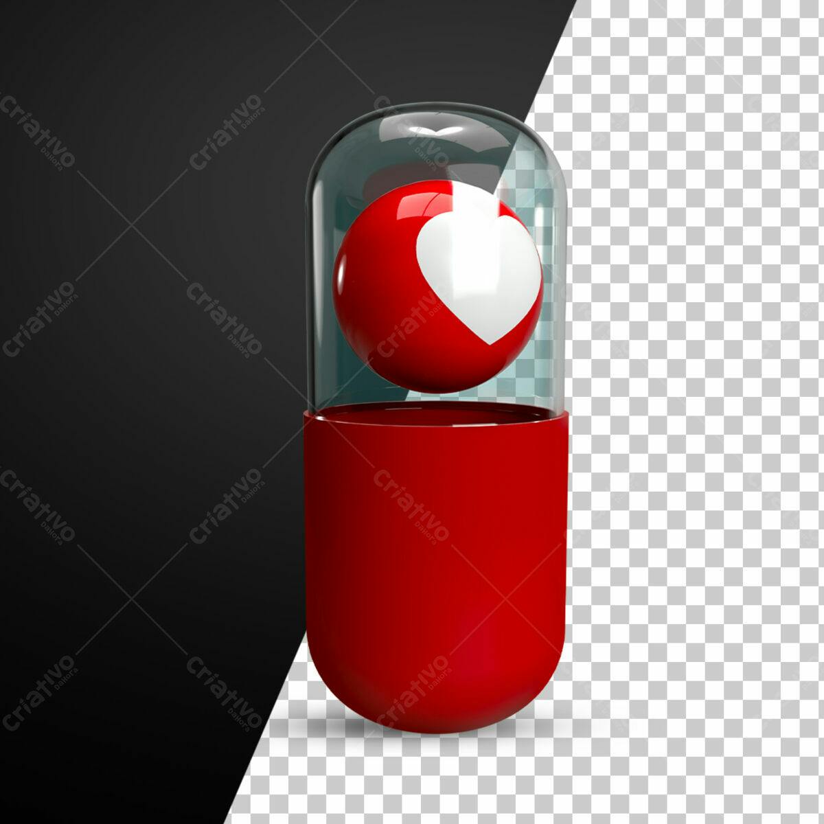 Selo 3D Amor Cápsula Vermelha