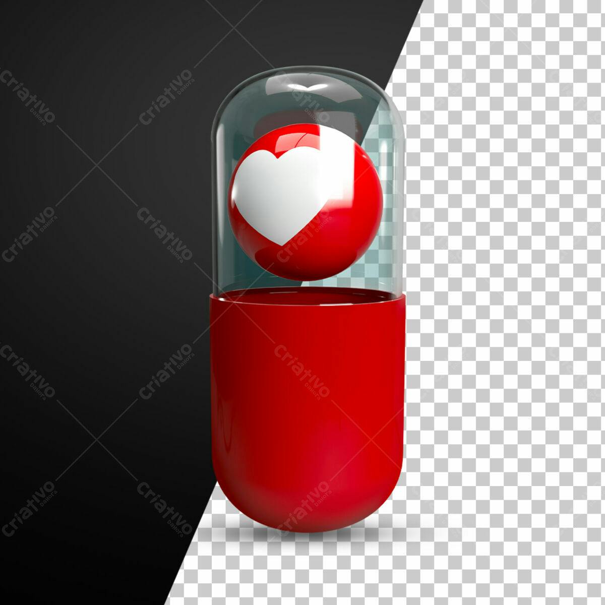 Selo 3D Amor Cápsula Vermelha e Transparente