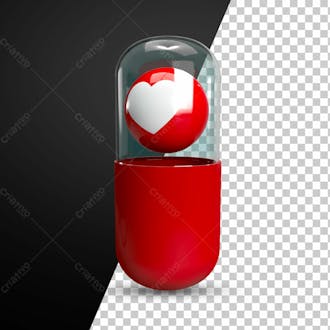 Like facebook heart in love capsule valentine's day 3d