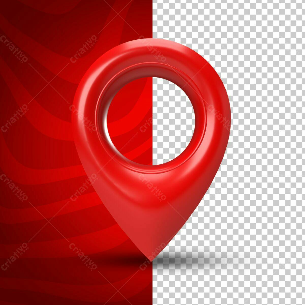 Selo 3D de localização vermelho brilhante
