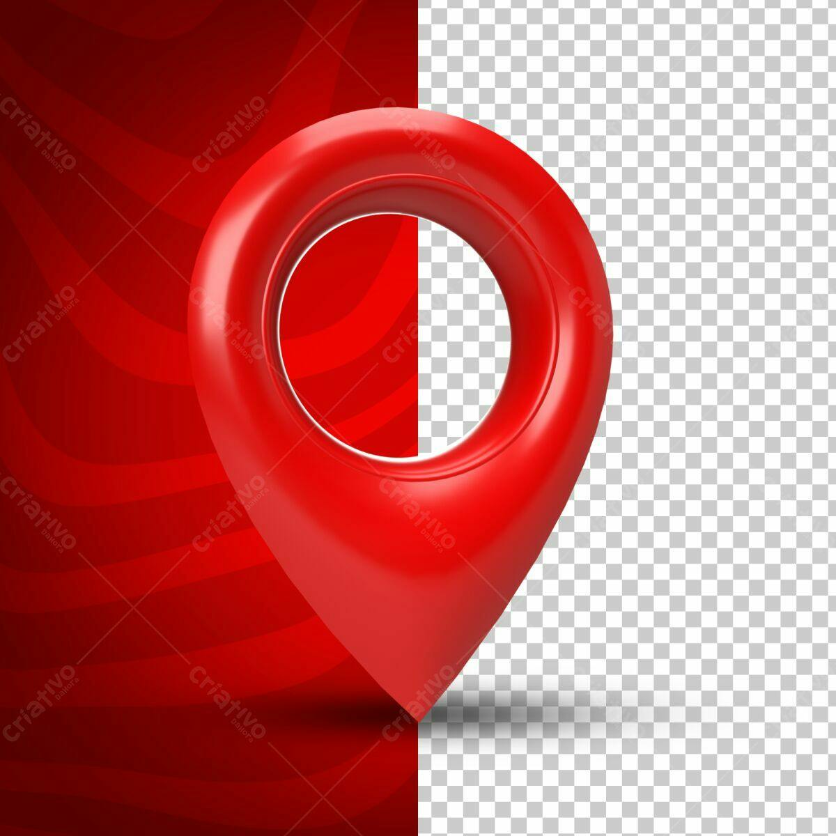 Selo 3D localização vermelho brilhante