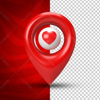 ícone de localização do amor elemento 3d