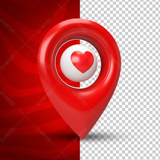 ícone de localização do amor elemento 3d
