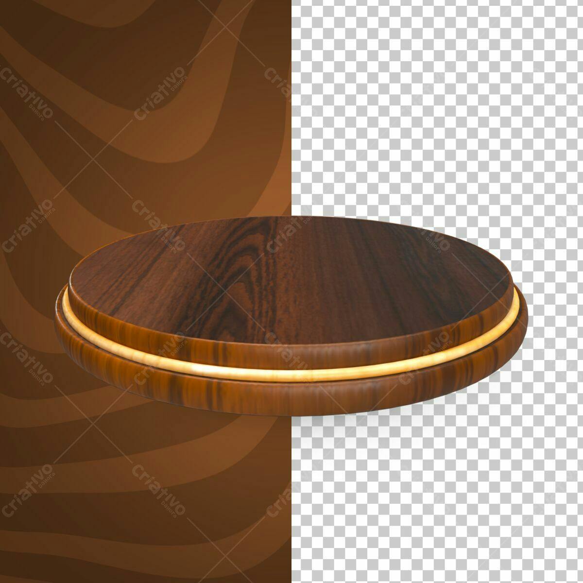 Selo 3D de apresentação madeira marrom e dourado