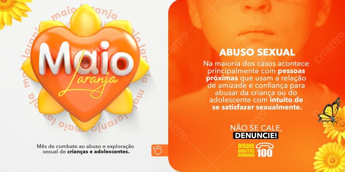 Flyer Maio Laranja - Combate ao Abuso Sexual PSD Editável