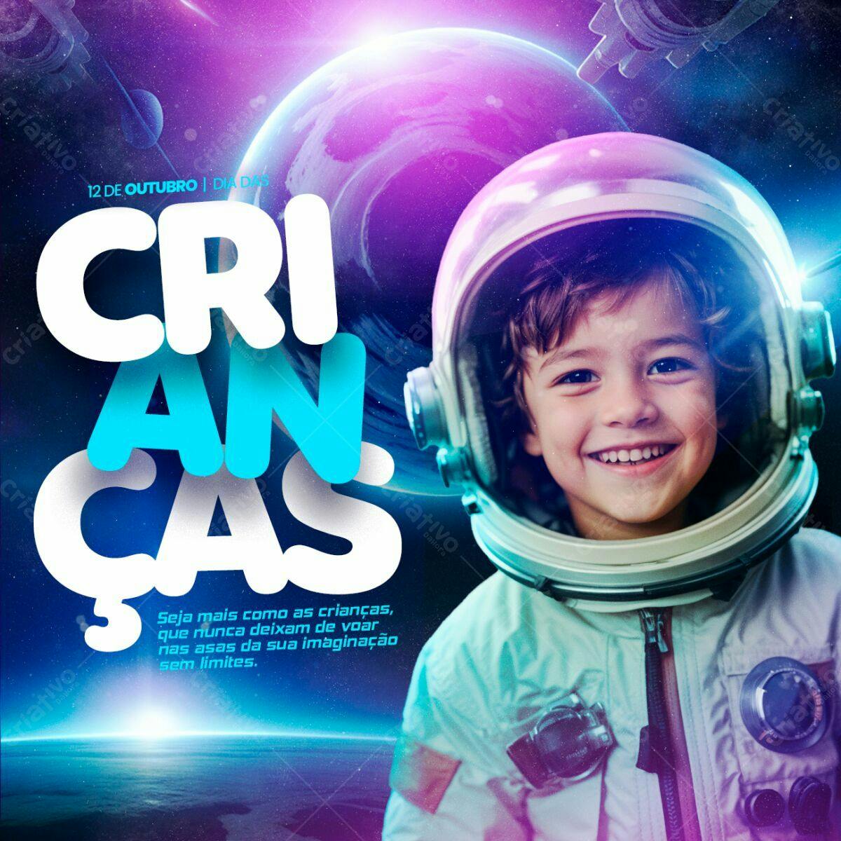 Flyer Dia das Crianças Espacial PSD Editável