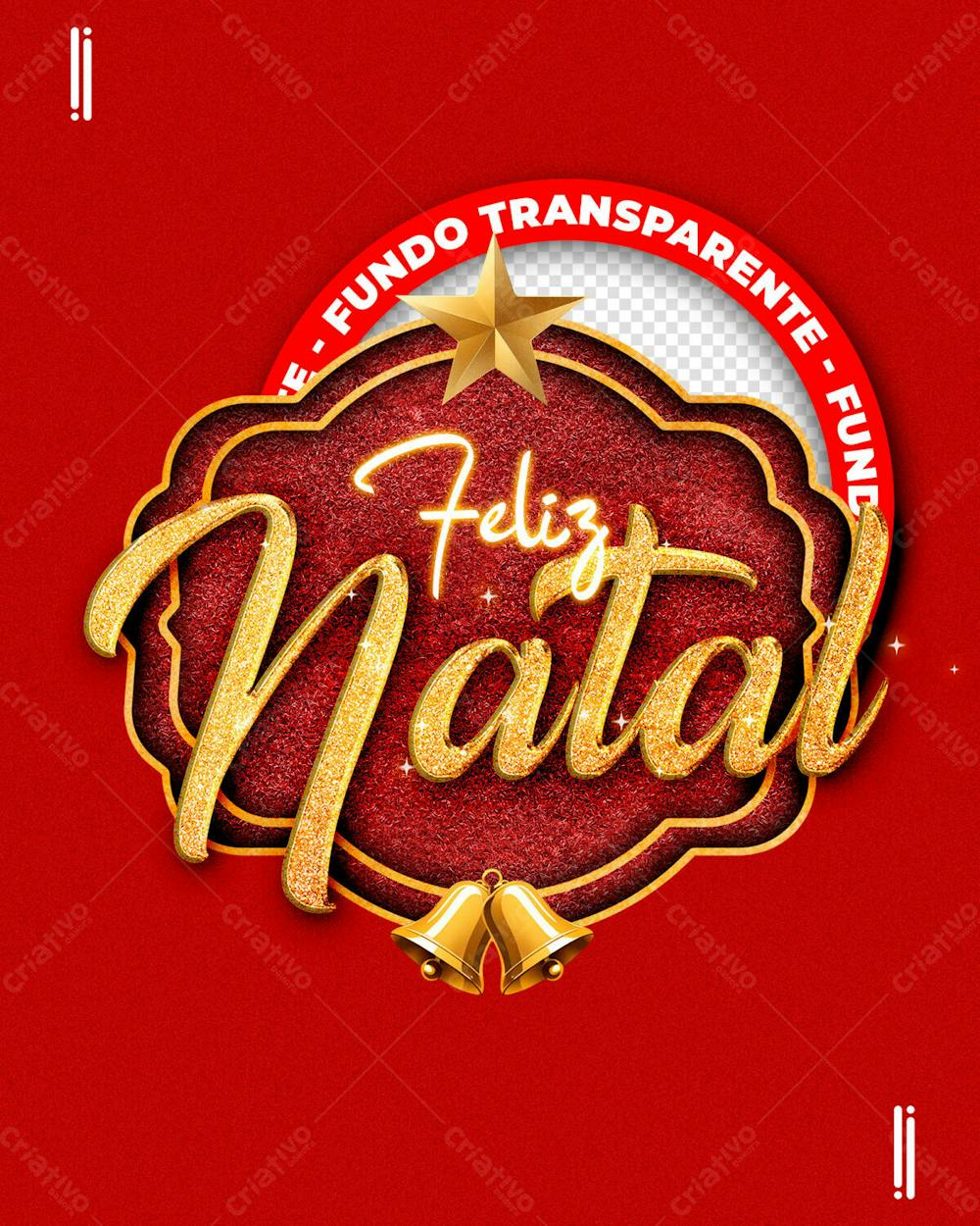 SELO 3D | TEMA NATAL | PSD EDITÁVEL | IMAGEM SEM FUNDO | PARA COMPOSIÇÃO