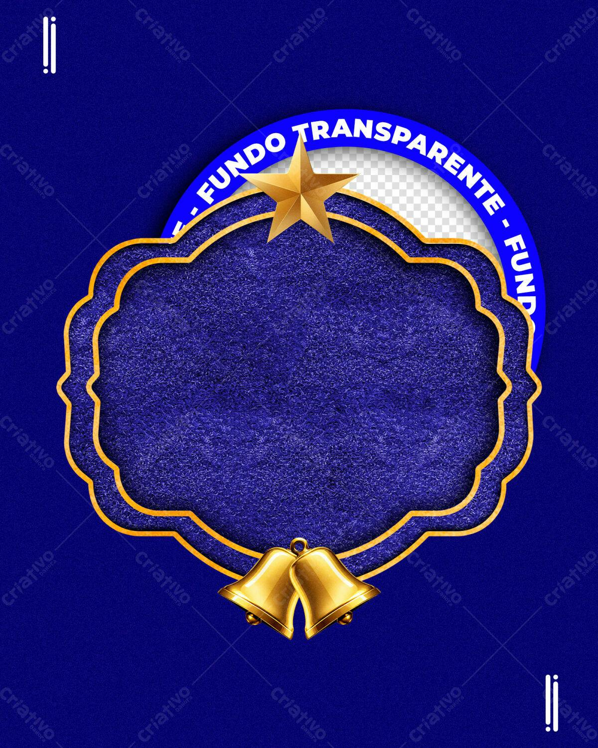 Moldura Natalina Azul e Dourada PSD Editável