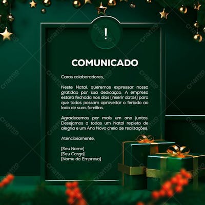 Comunicado Feriado Natalino Social Media Post Feed
