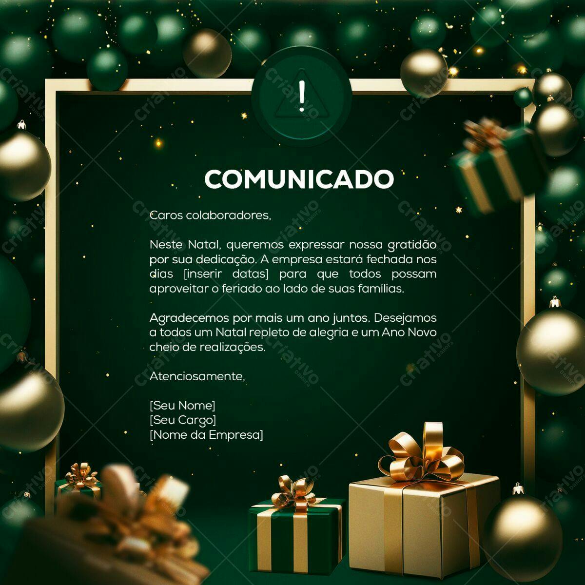 Comunicado Natalino para Empresas PSD Editável