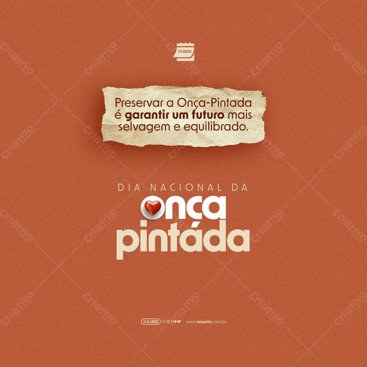 Post para o Dia Nacional da Onça Pintada PSD Editável