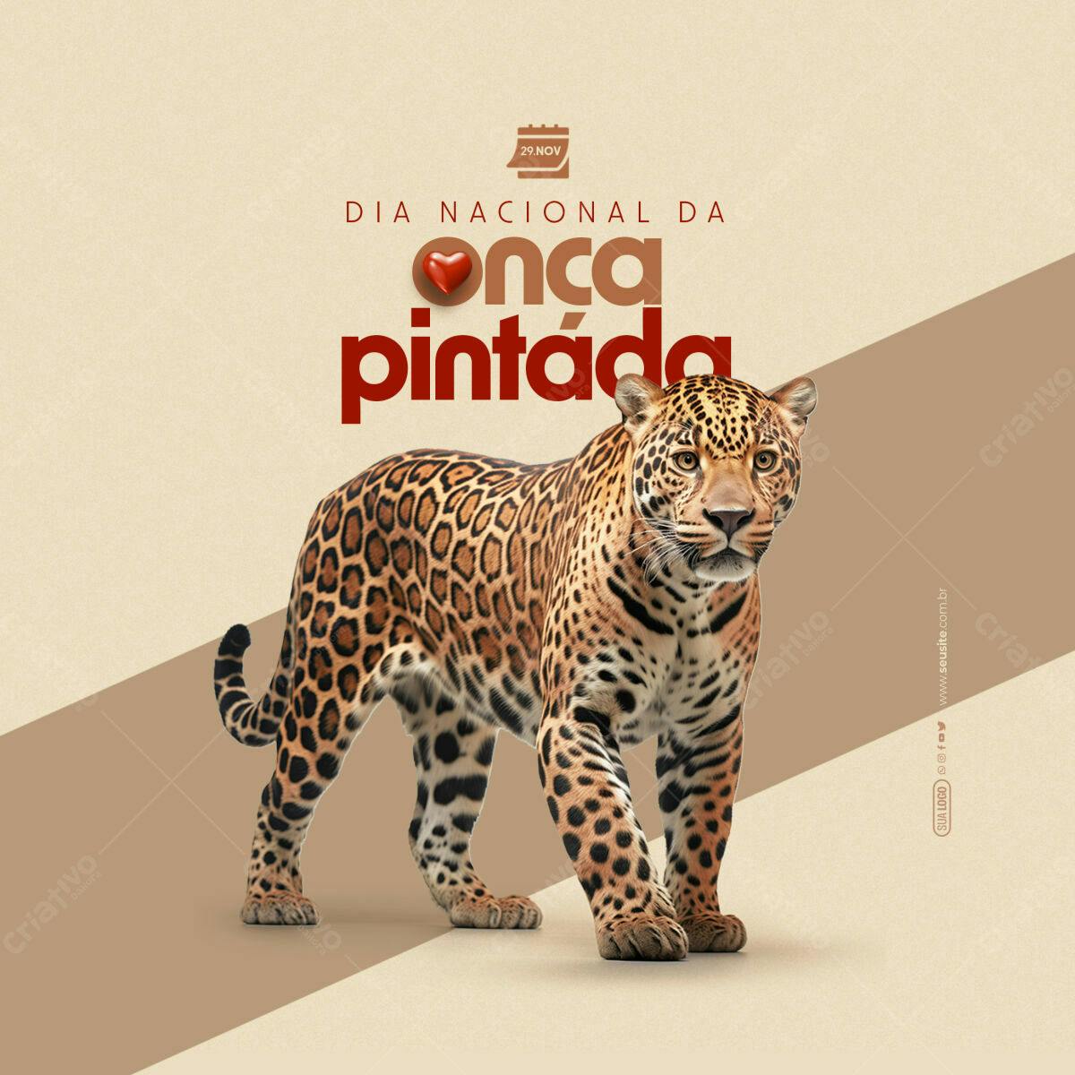 Post para o Dia Nacional da Onça Pintada PSD Editável