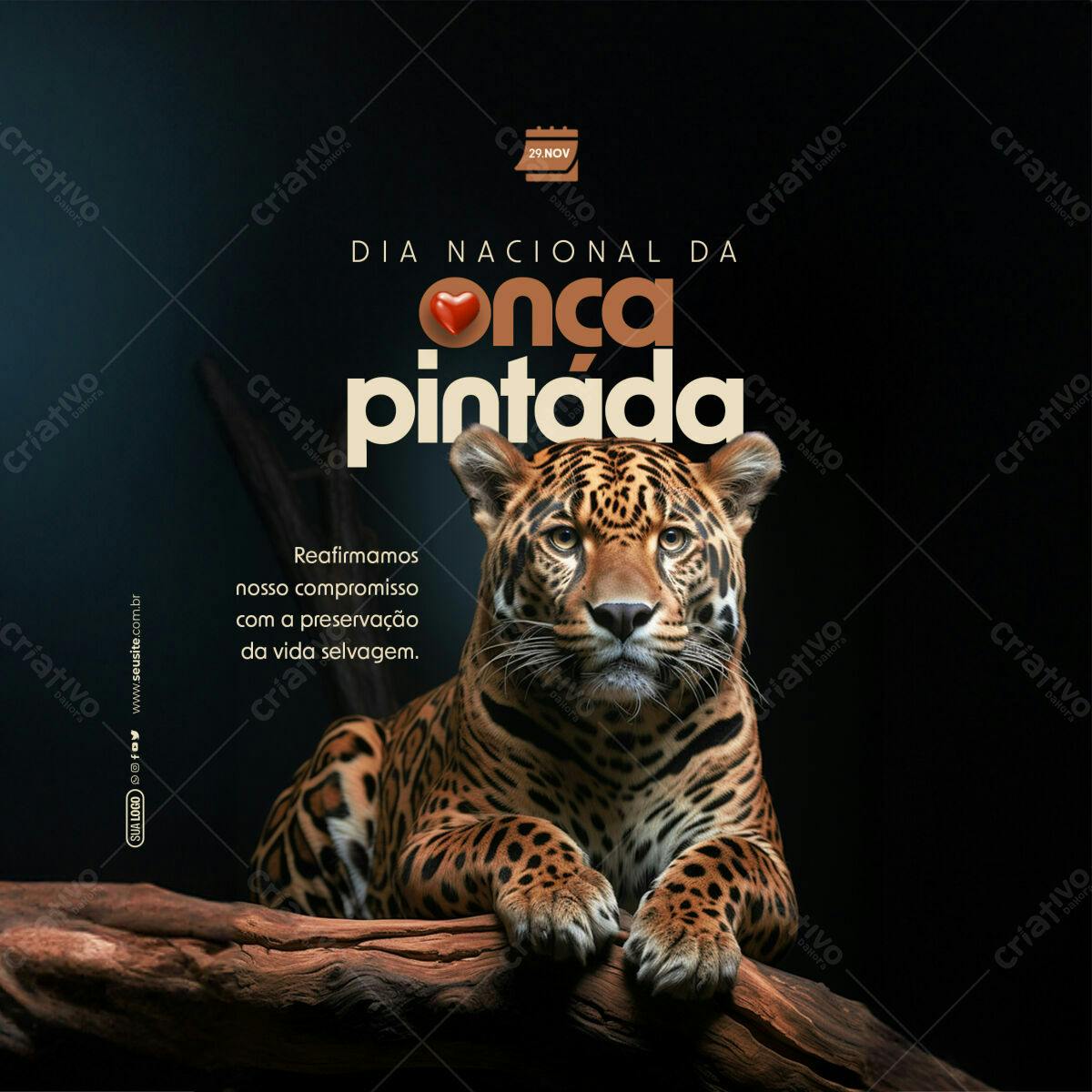 Post para Dia Nacional da Onça Pintada PSD Editável