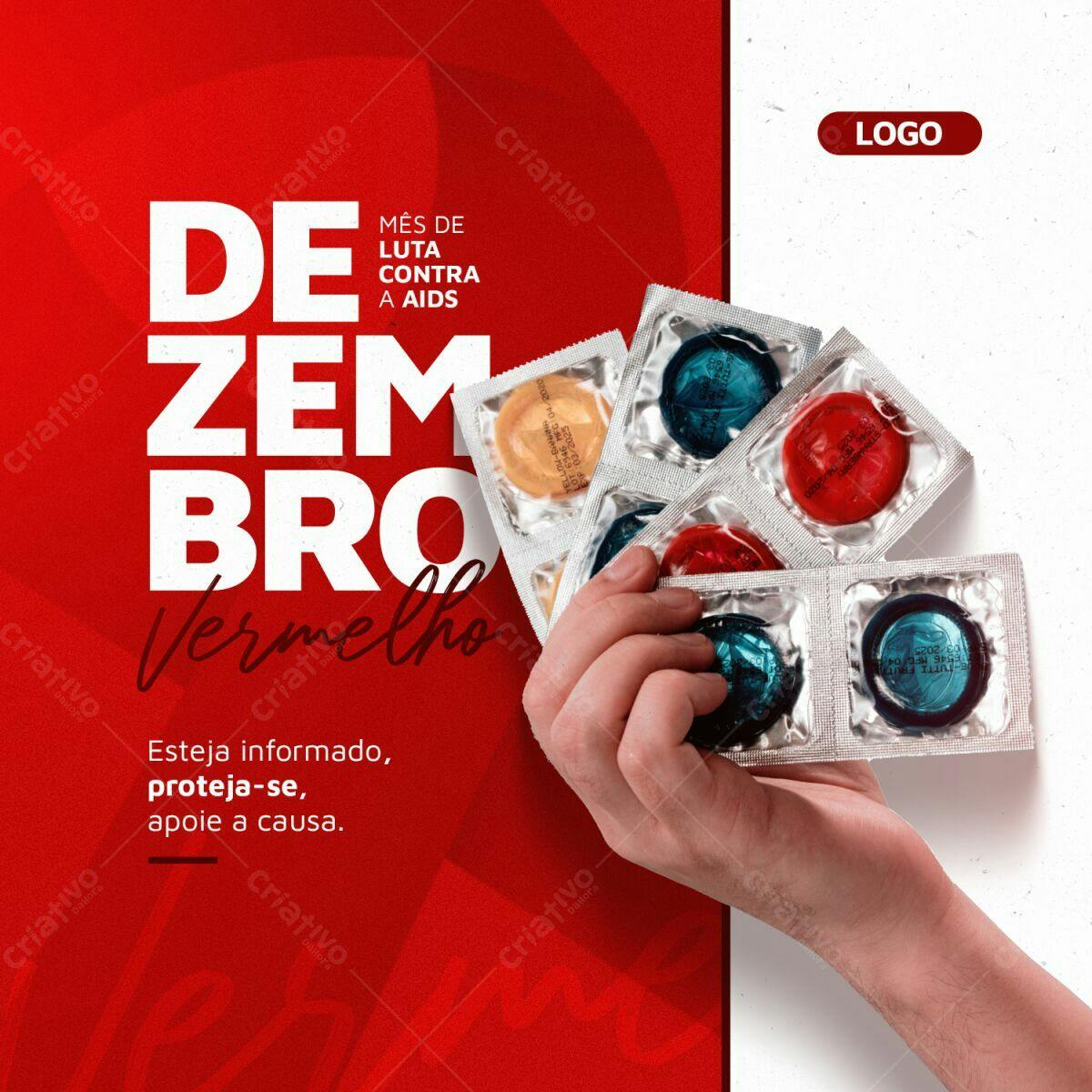 Post para Dezembro Vermelho PSD Editável