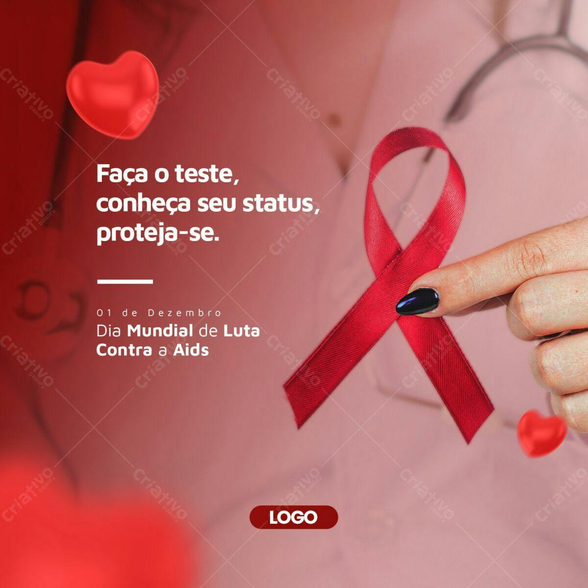 Post para Dia Mundial de Luta Contra a Aids PSD Editável