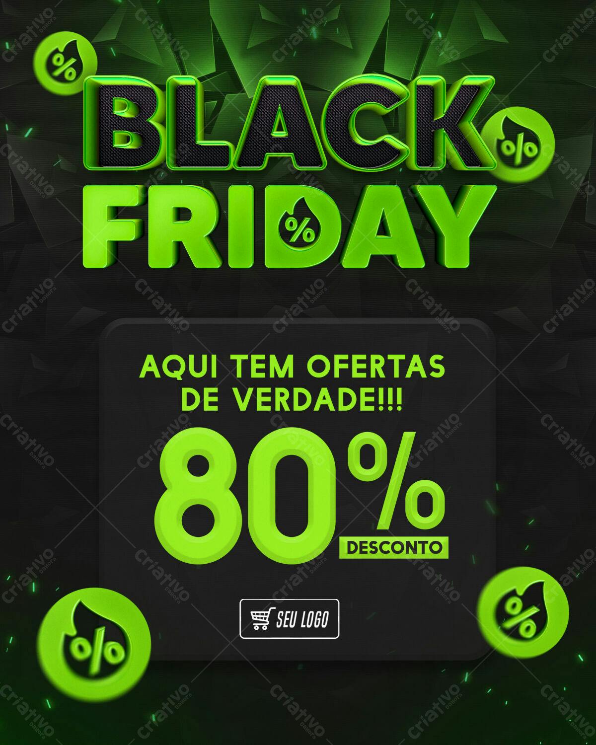 Flyer Black Friday 80% Desconto PSD Editável