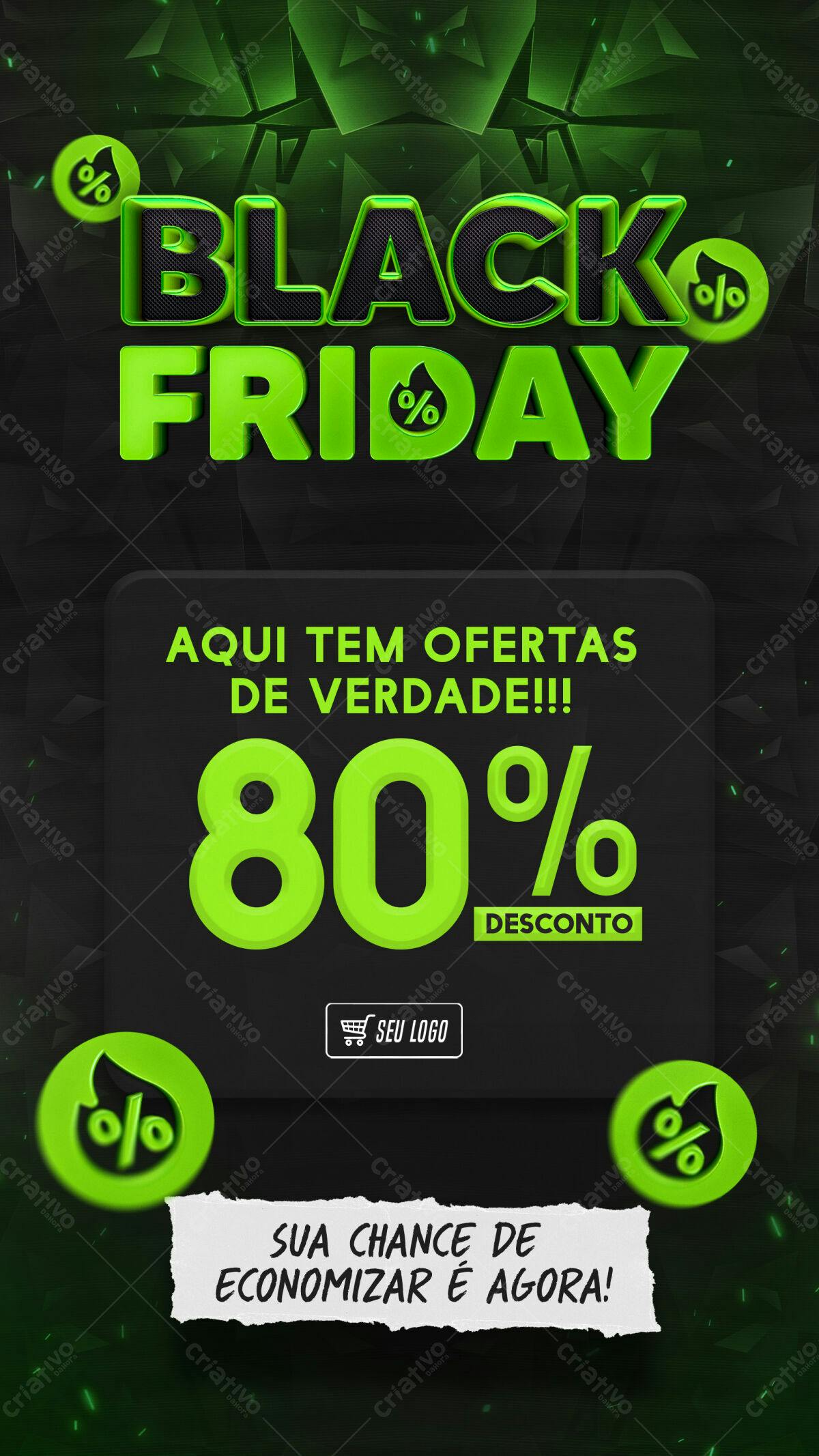 Flyer Black Friday 80% Desconto PSD Editável