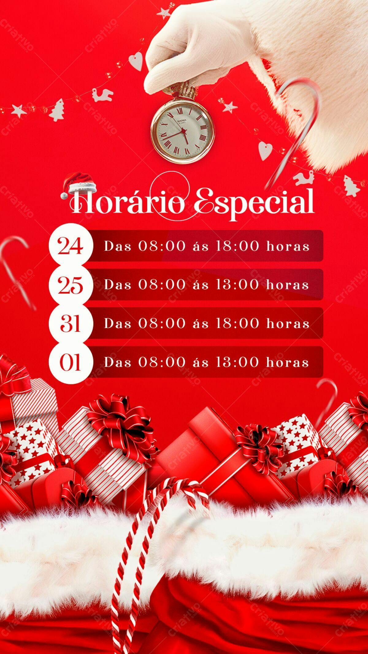 Flyer Natalino com Horário Especial PSD Editável