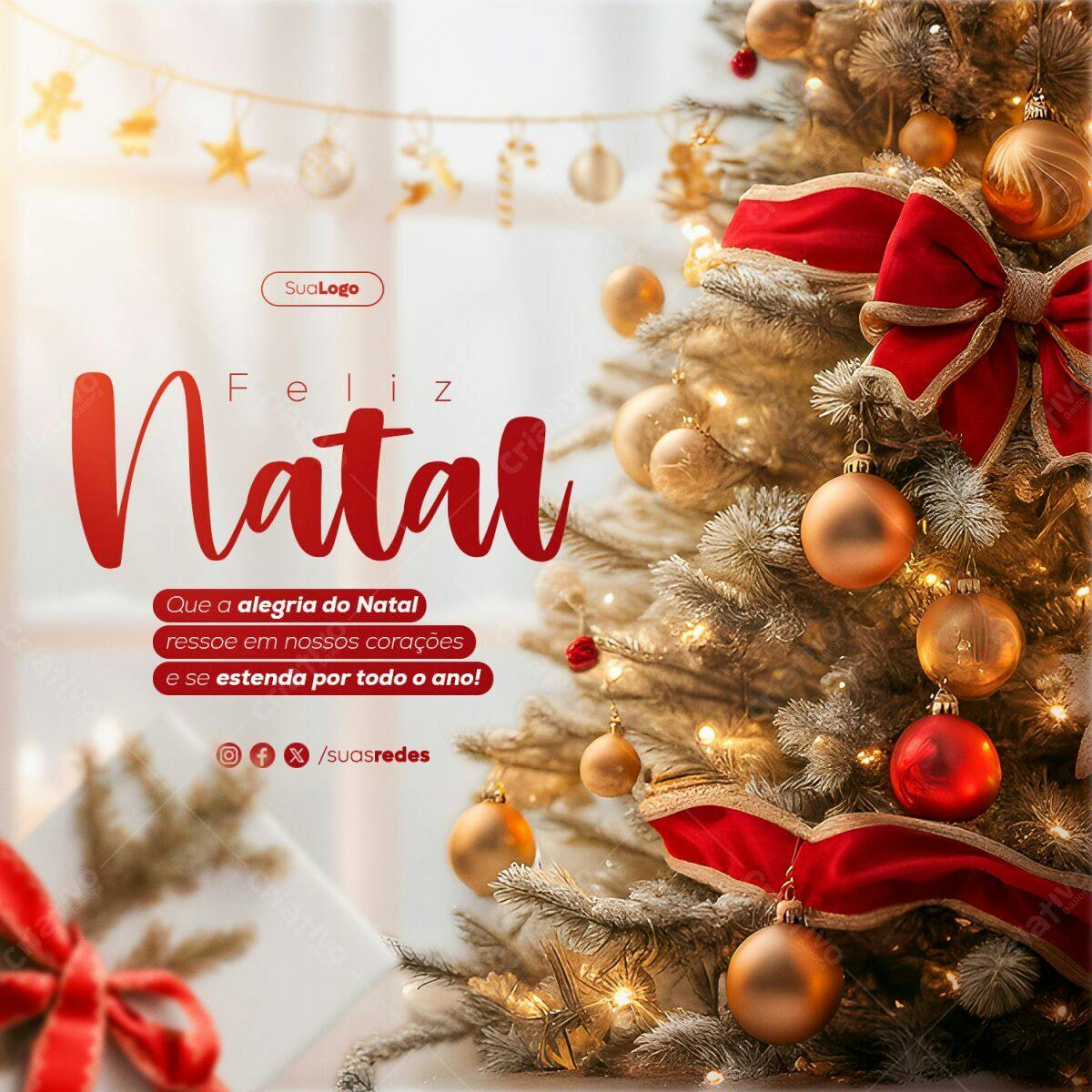 Postagem de Boas Festas Natalina PSD Editável