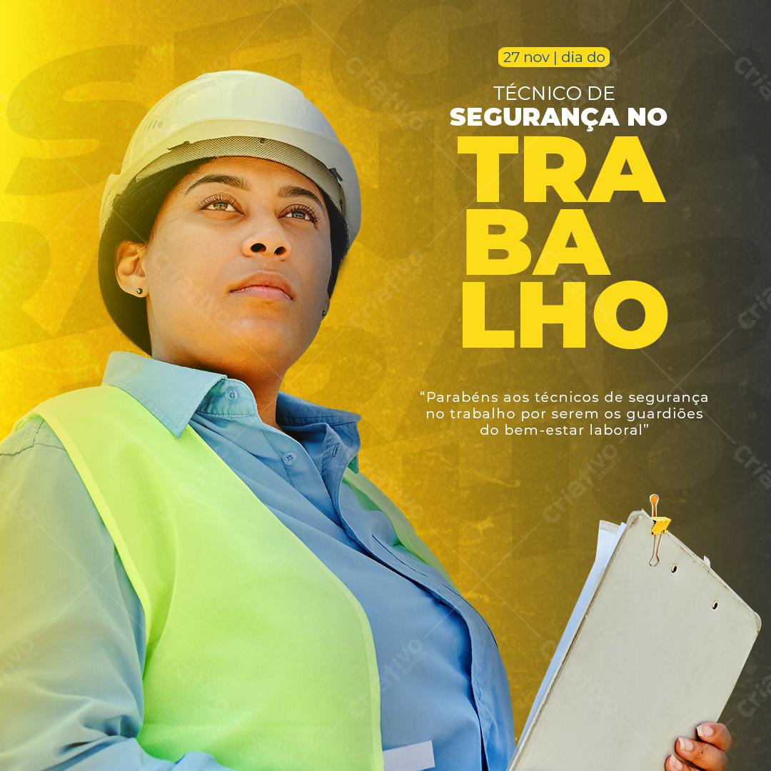 Postagem Dia do Técnico de Segurança no Trabalho PSD Editável