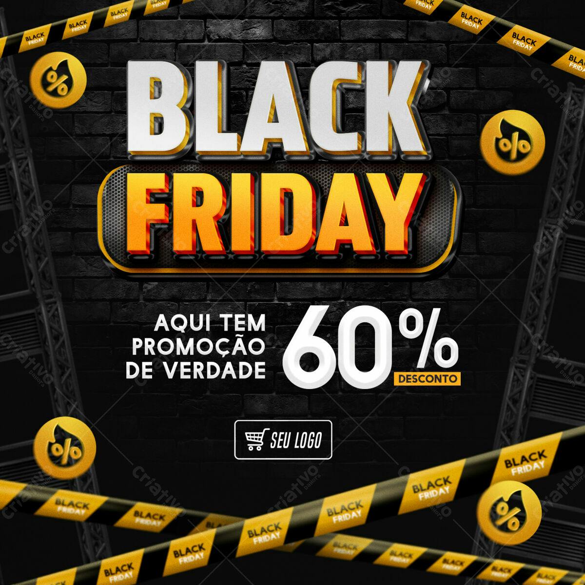 Flyer Black Friday 60% Desconto PSD Editável