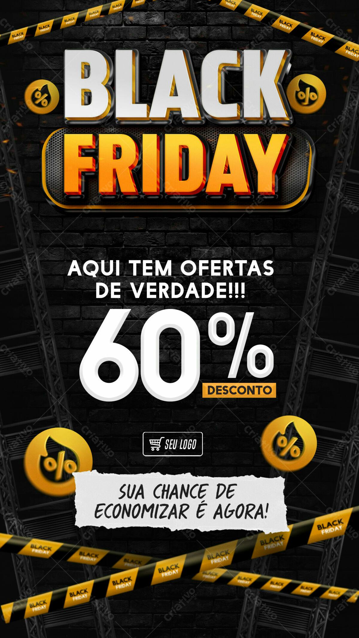 Flyer Black Friday com 60% de Desconto PSD Editável