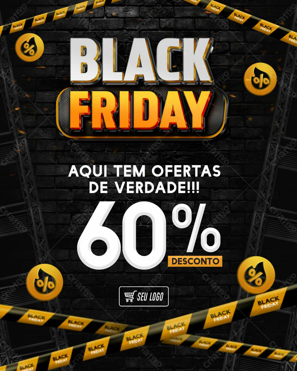 Flyer Black Friday 60% Desconto PSD Editável