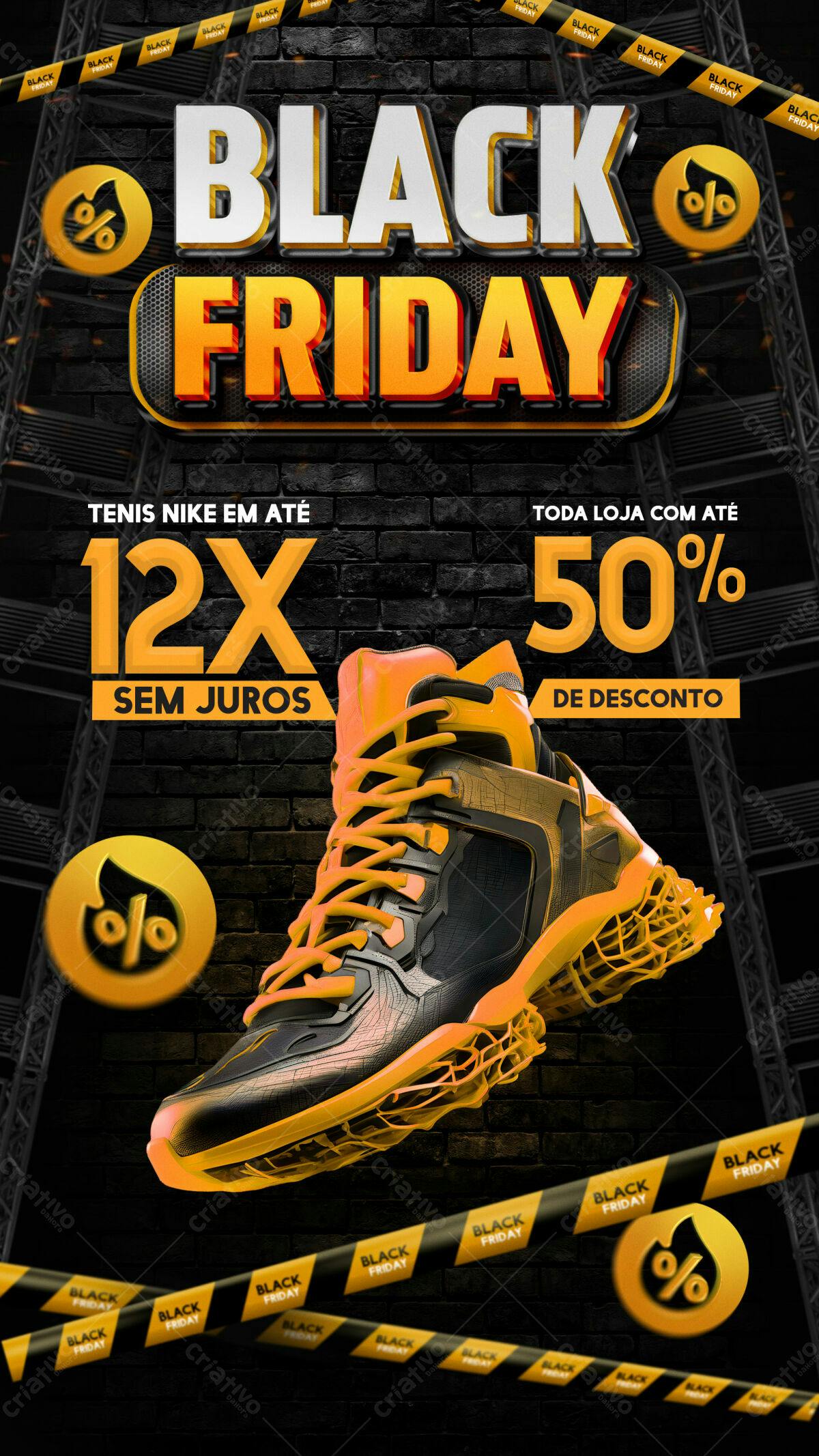 Flyer Black Friday com Tênis Nike PSD Editável