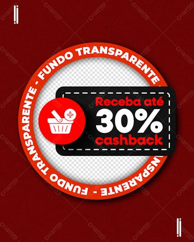 Selo 3d | cash back | cashback | imagem sem fundo | psd editável