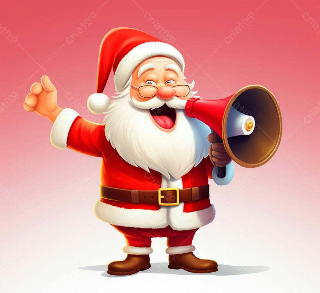 Papai Noel alegre com megafone Natal