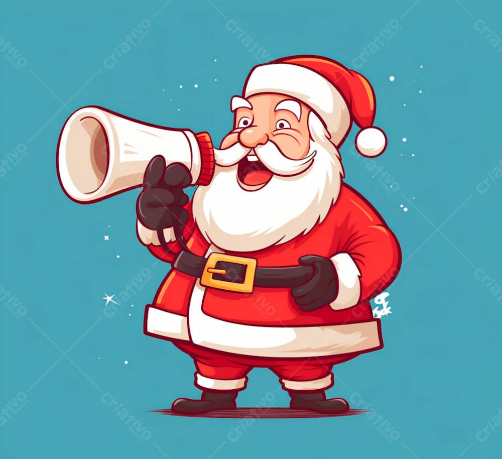 Cartoon Do Papai Noel Com Um Megafone 3D 4